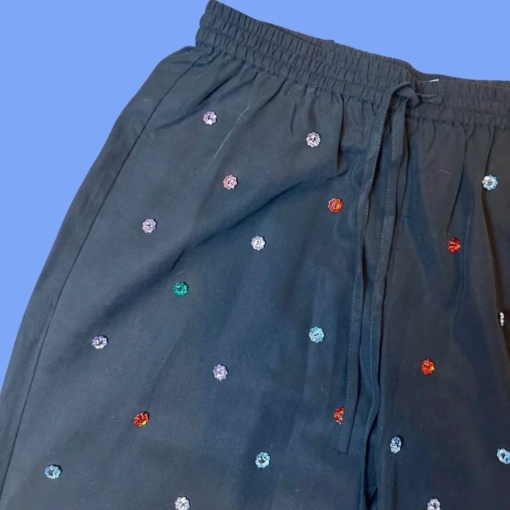 NWT Hill House ‘The Jewel Jammie Pant’ in “Black with Multicolored Crystals” XS